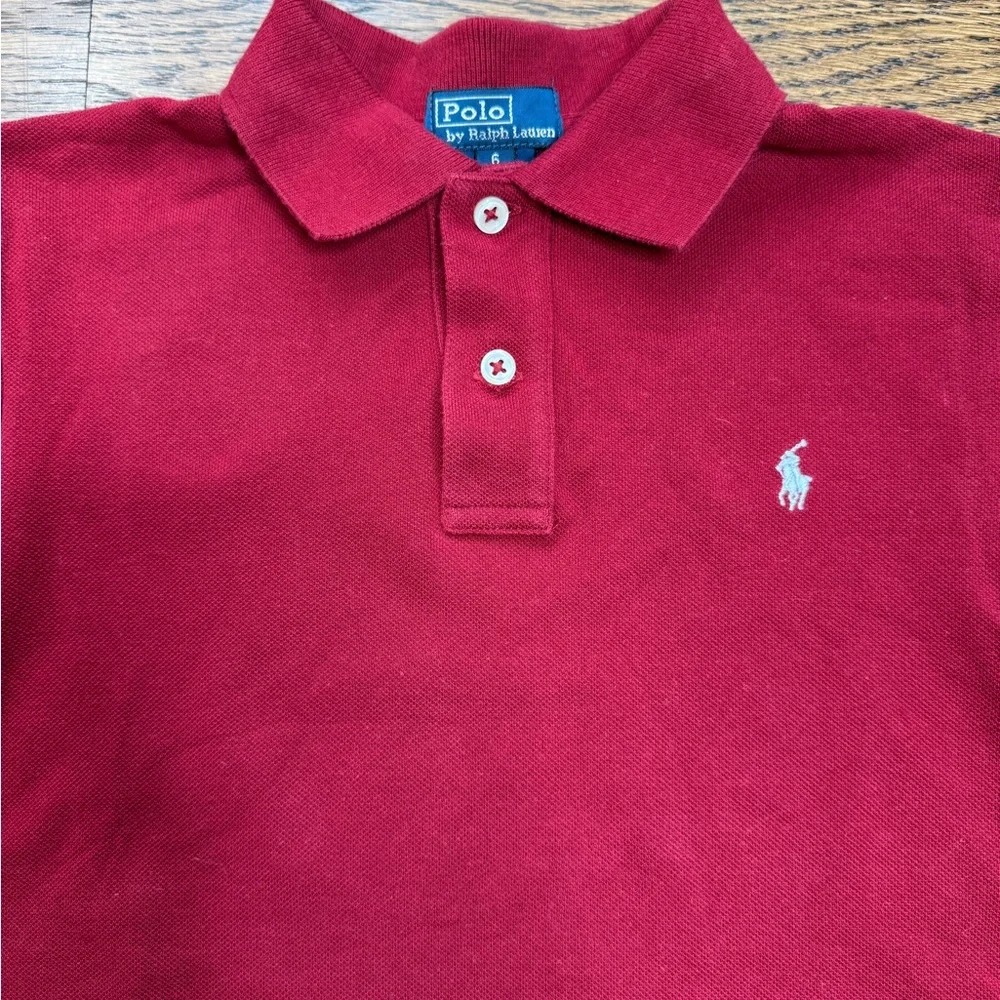 Polo by Ralph Lauren Boys Maroon/ Burgundy Pique Polo Shirt Size 6